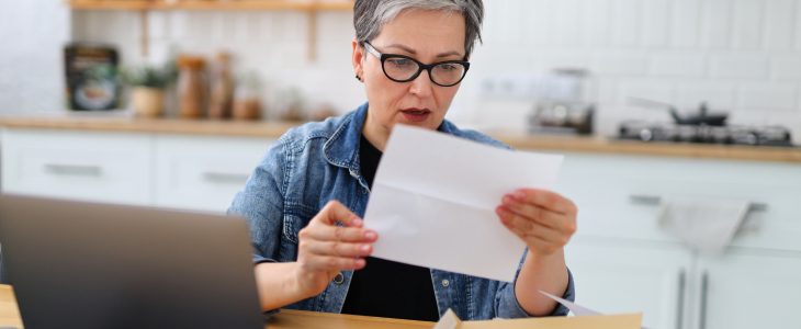 Woman looking upset at a credit report error